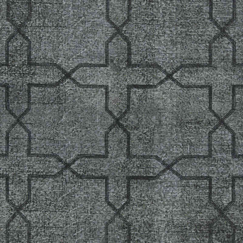 Black Embroidered Over-dyed Turkish Vintage Runner - 4' 7" x 12' 8" (55" x 152") - K0038648