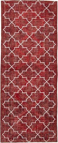 Embroidered Over-dyed Turkish Vintage Runner - 4' 11" x 12' 6" (59" x 150")