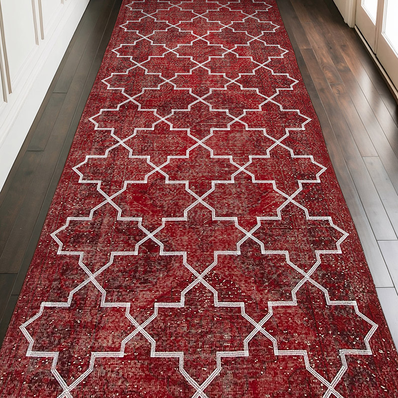 Embroidered Over-dyed Turkish Vintage Runner - 4' 11" x 12' 6" (59" x 150") - K0038649