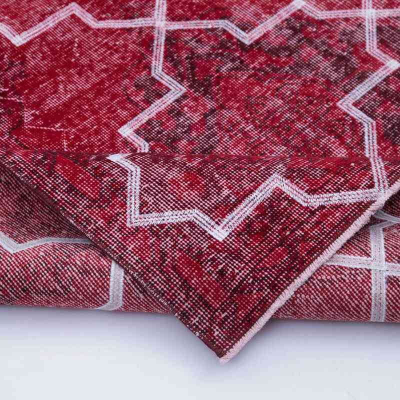 Red Embroidered Over-dyed Turkish Vintage Runner - 4' 9" x 12' 6" (57 in. x 150 in.) - K0038655