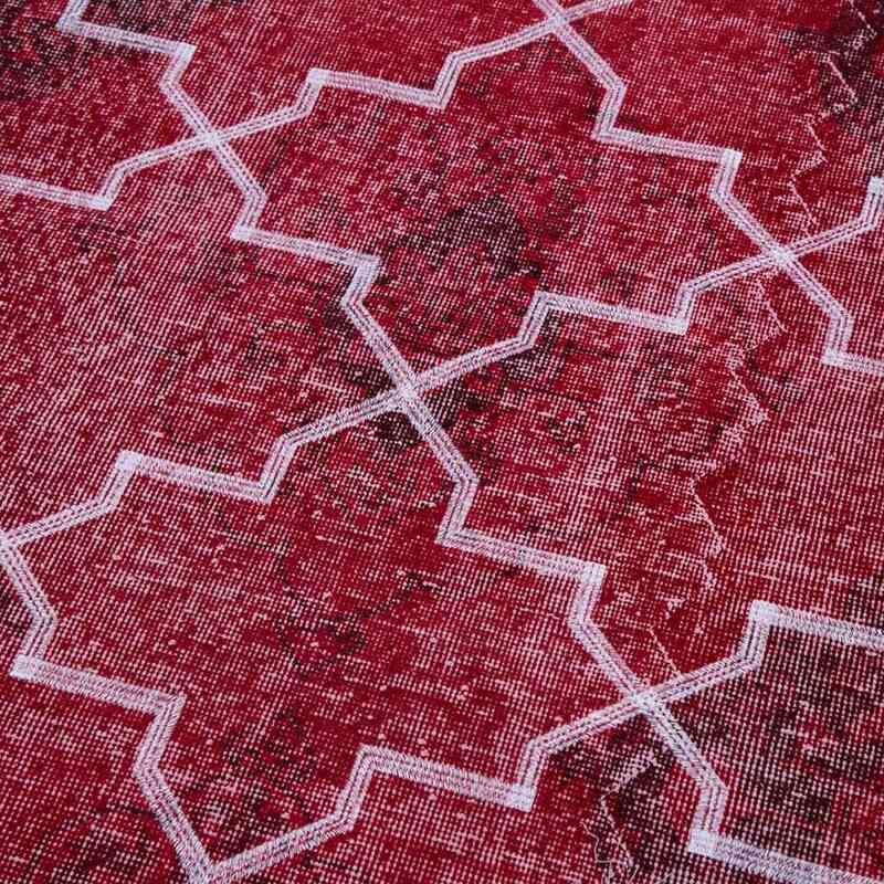 Red Embroidered Over-dyed Turkish Vintage Runner - 4' 9" x 12' 6" (57 in. x 150 in.) - K0038655
