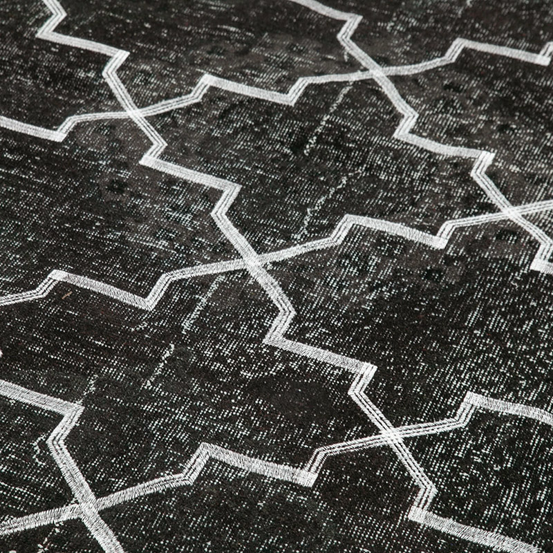 Black Embroidered Over-dyed Turkish Vintage Runner - 5'  x 12' 4" (60" x 148") - K0038656