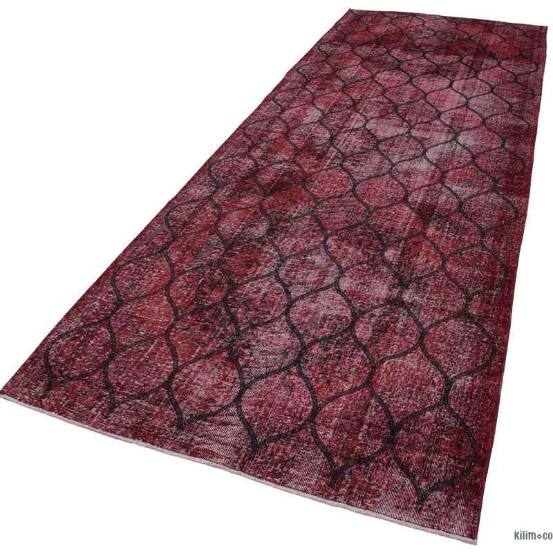 Red Embroidered Over-dyed Turkish Vintage Runner - 4' 8" x 12' 8" (56 in. x 152 in.) - K0038657