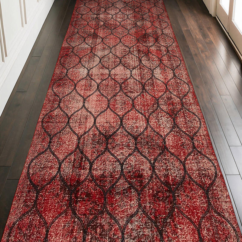Embroidered Over-dyed Turkish Vintage Runner - 4' 8" x 12' 8" (56" x 152") - K0038657