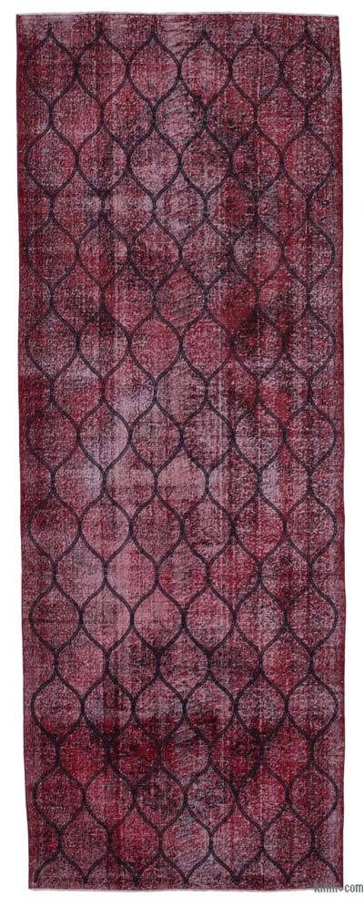 Red Embroidered Over-dyed Turkish Vintage Runner - 4' 8" x 12' 8" (56 in. x 152 in.)