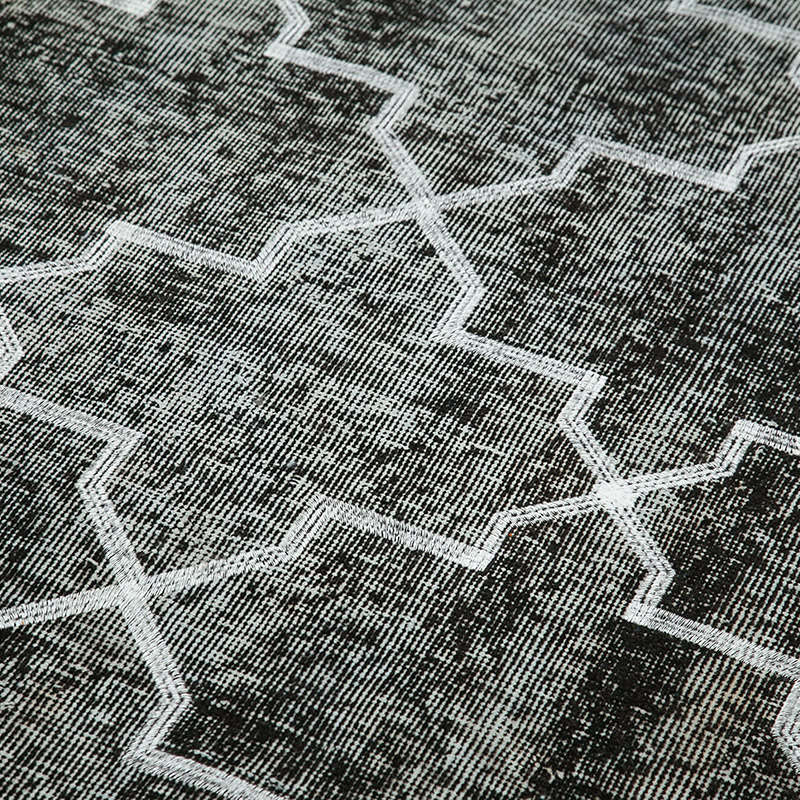 Negro Alfombra Turca bordada sobre teñida vintage - 145 cm x 383 cm - K0038661