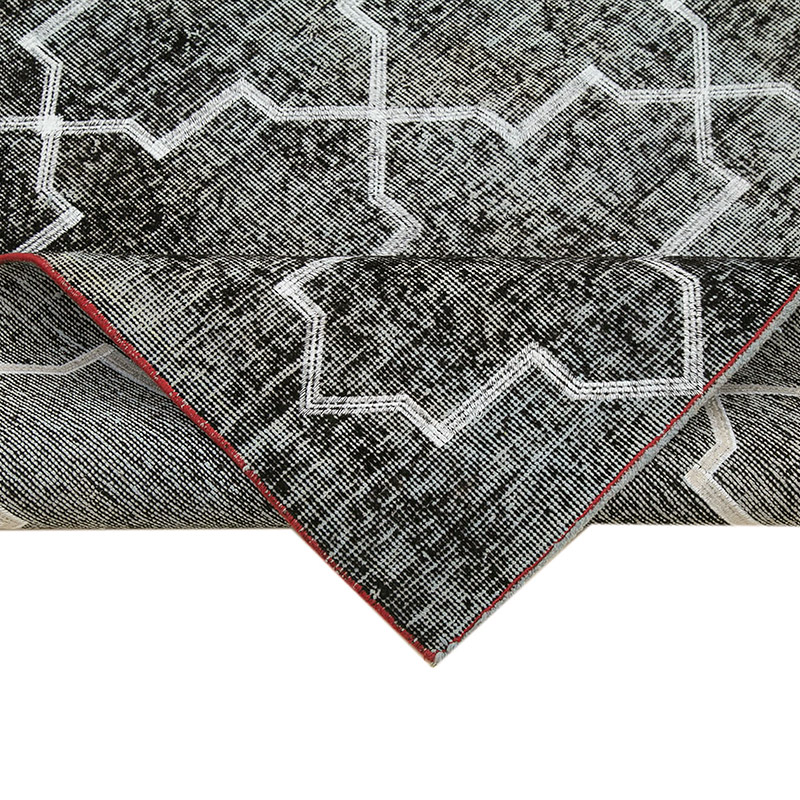 Negro Alfombra Turca bordada sobre teñida vintage - 145 cm x 383 cm - K0038661