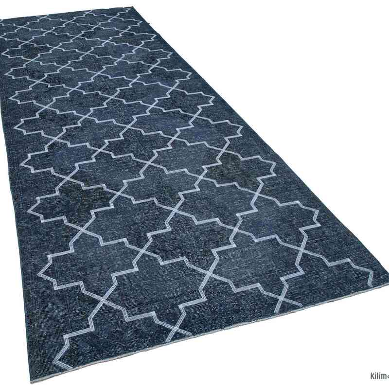 Grey Embroidered Over-dyed Turkish Vintage Runner - 4' 9" x 12' 3" (57 in. x 147 in.) - K0038664