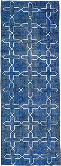 Embroidered Over-dyed Turkish Vintage Runner - 4' 9" x 13' 2" (57" x 158")