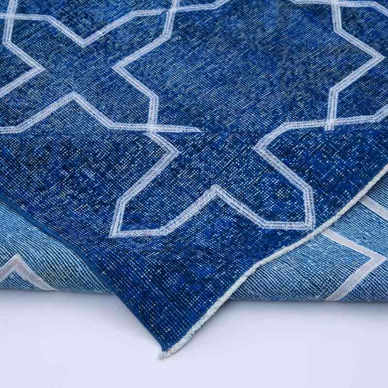 Blue Embroidered Over-dyed Turkish Vintage Runner - 4' 9" x 13' 2" (57 in. x 158 in.) - K0038665
