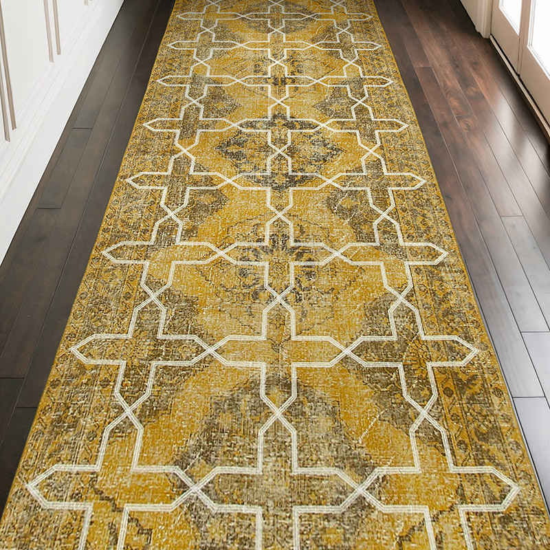 Alfombra Turca bordada sobre teñida vintage - 145 cm x 387 cm - K0038666