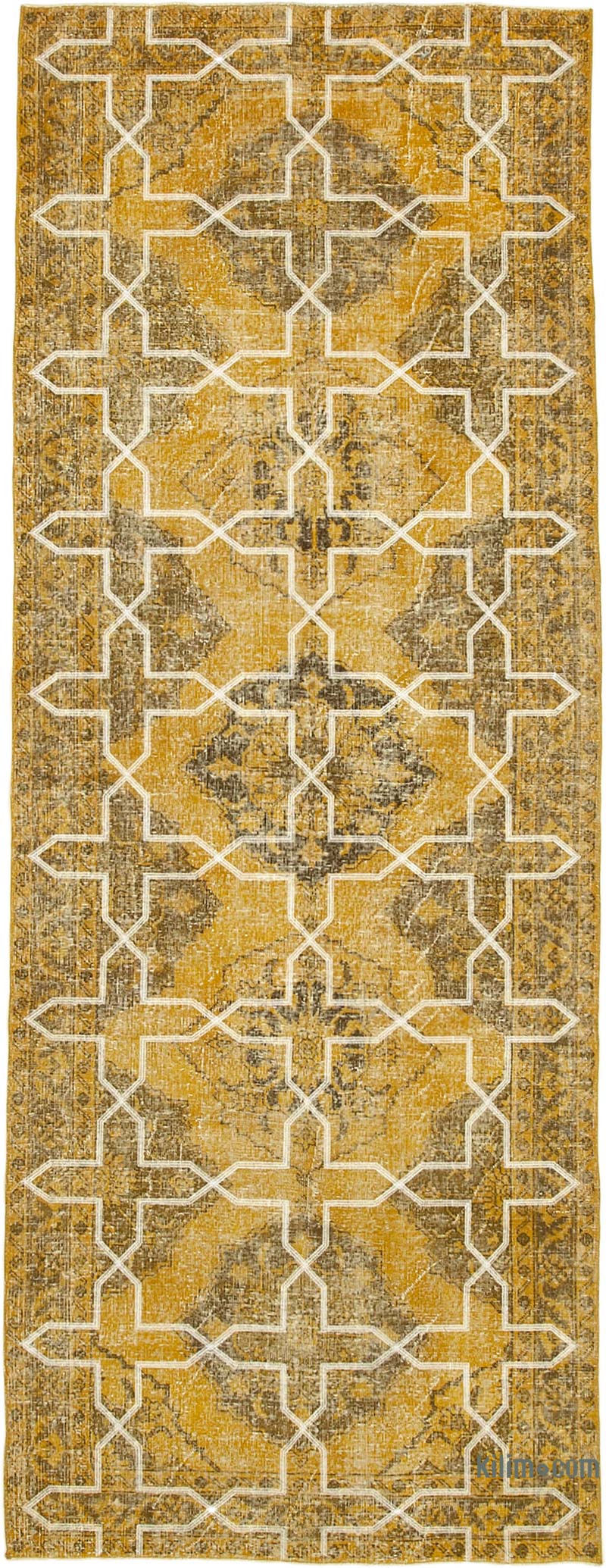 Alfombra Turca bordada sobre teñida vintage - 145 cm x 387 cm - K0038666