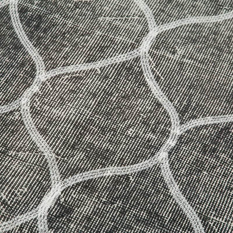 Gris Alfombra Turca bordada sobre teñida vintage - 119 cm x 402 cm - K0038667