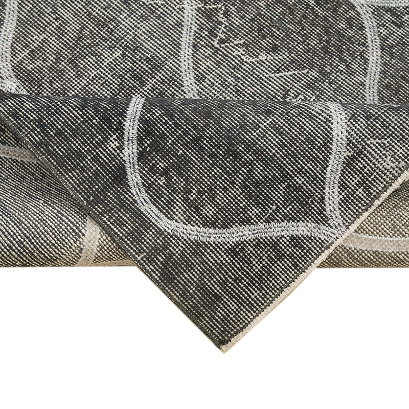 Gris Alfombra Turca bordada sobre teñida vintage - 119 cm x 402 cm - K0038667