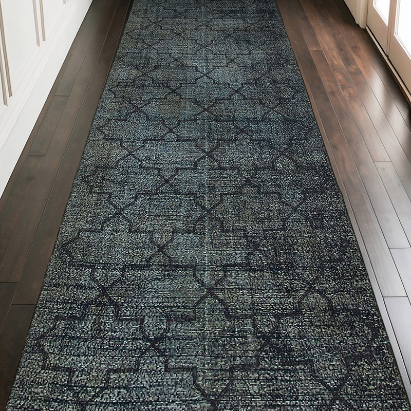 İşlemeli ve Boyalı El Dokuma Vintage Halı - 143 cm x 410 cm - K0038669