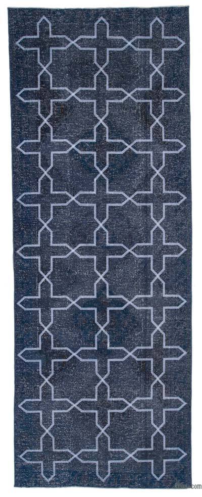 Grey Embroidered Over-dyed Turkish Vintage Runner - 4' 6" x 12' 2" (54 in. x 146 in.)