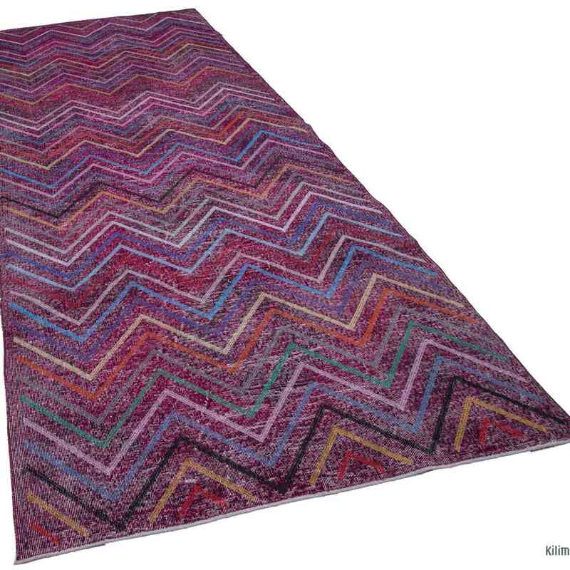 Pink Embroidered Over-dyed Turkish Vintage Runner - 4' 10" x 12' 8" (58 in. x 152 in.) - K0038671