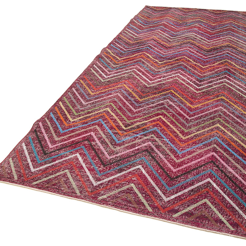 Pink Embroidered Over-dyed Turkish Vintage Runner - 4' 10" x 12' 8" (58" x 152") - K0038671
