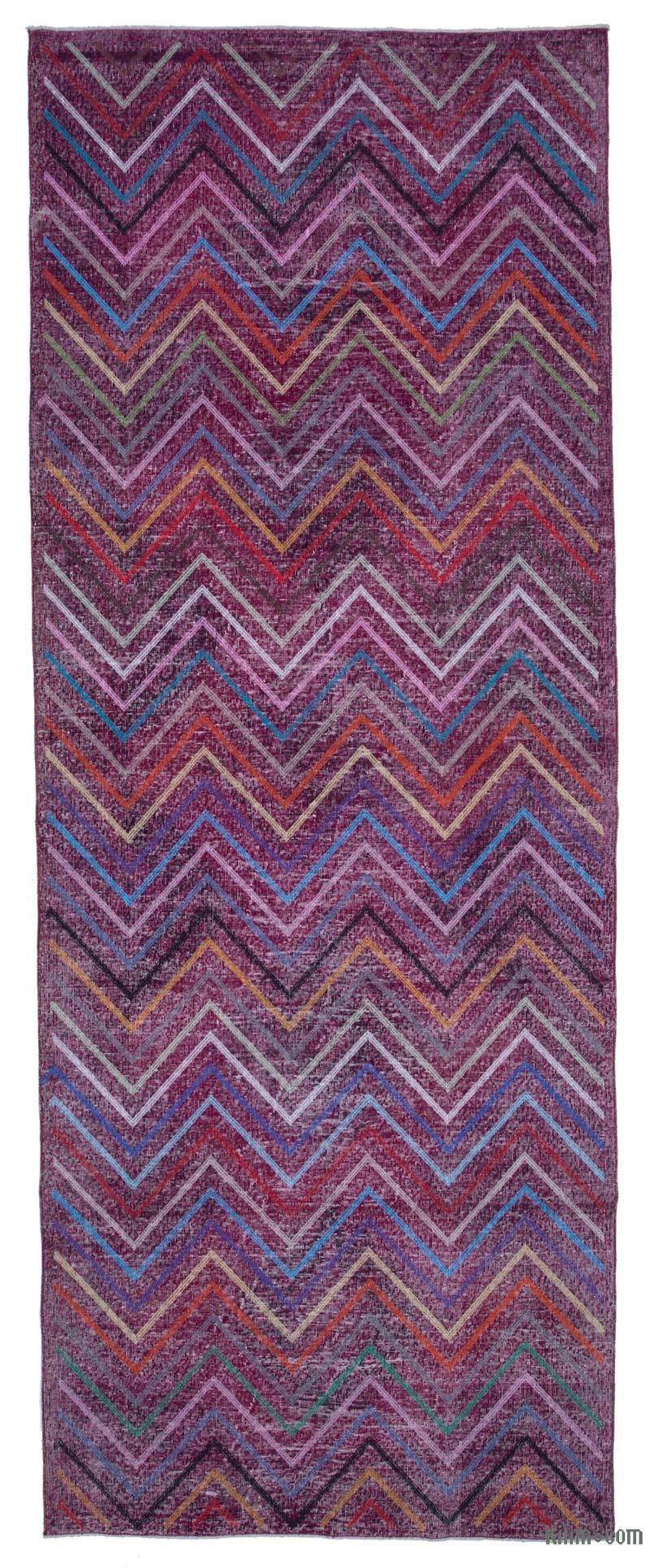 Pink Embroidered Over-dyed Turkish Vintage Runner - 4' 10" x 12' 8" (58 in. x 152 in.) - K0038671