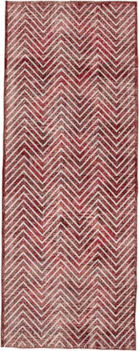 Red Embroidered Over-dyed Turkish Vintage Runner - 4' 9" x 12' 6" (57" x 150")