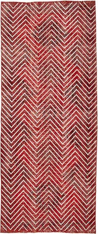 İşlemeli ve Boyalı El Dokuma Vintage Halı - 151 cm x 372 cm