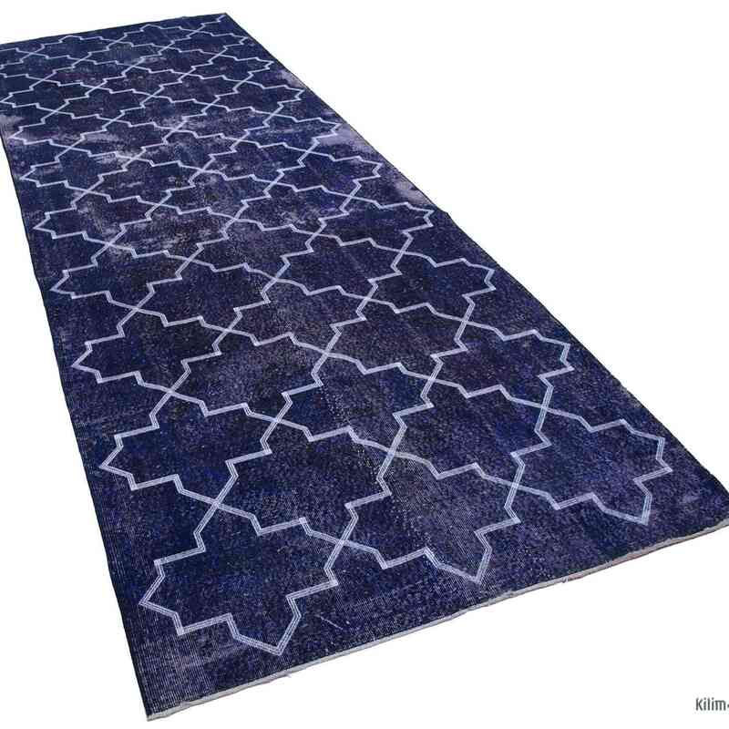 Purple Embroidered Over-dyed Turkish Vintage Runner - 4' 6" x 12' 8" (54 in. x 152 in.) - K0038674