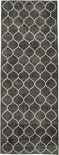 İşlemeli ve Boyalı El Dokuma Vintage Halı - 145 cm x 392 cm