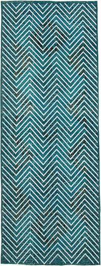 Embroidered Over-dyed Turkish Vintage Runner - 4' 9" x 12' 10" (57" x 154")