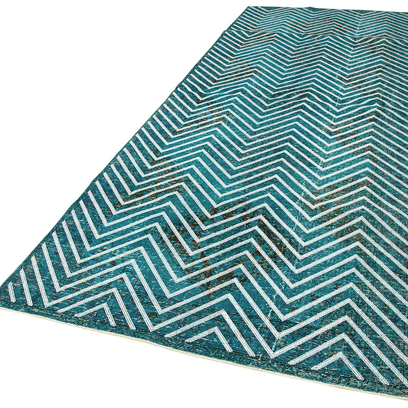 İşlemeli ve Boyalı El Dokuma Vintage Halı - 144 cm x 390 cm - K0038676