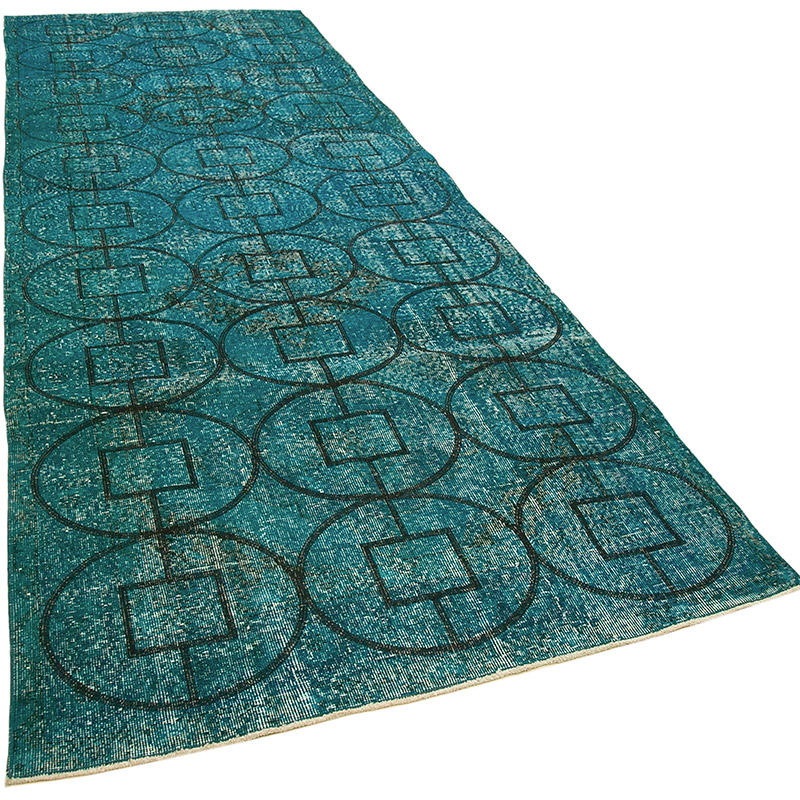 Alfombra Turca bordada sobre teñida vintage - 141 cm x 414 cm - K0038679