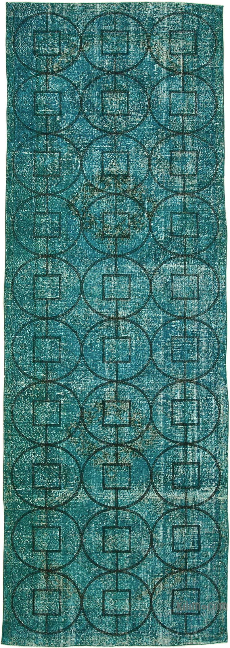 Alfombra Turca bordada sobre teñida vintage - 141 cm x 414 cm - K0038679