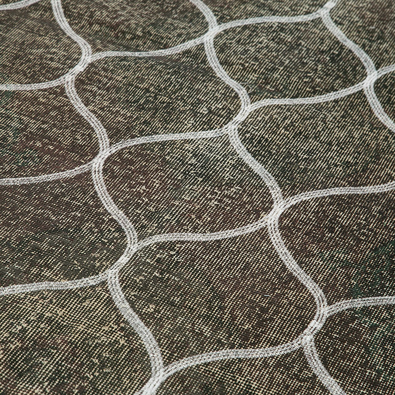 Gris Alfombra Turca bordada sobre teñida vintage - 143 cm x 395 cm - K0038681
