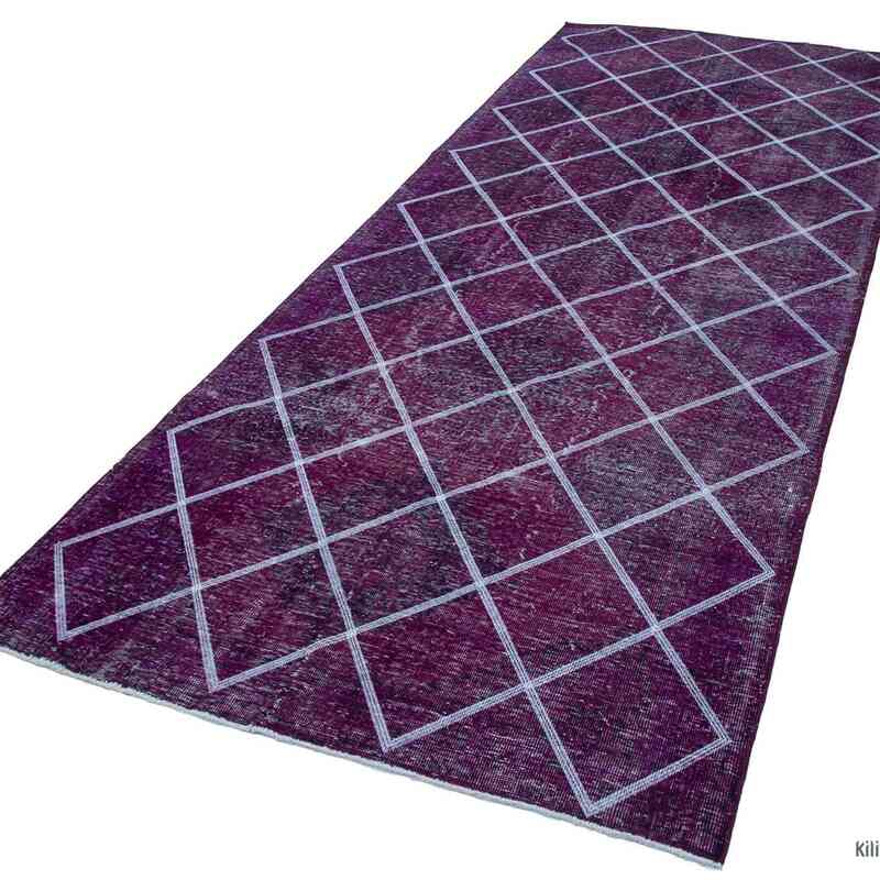 Pink Embroidered Over-dyed Turkish Vintage Runner - 4' 7" x 12'  (55 in. x 144 in.) - K0038683