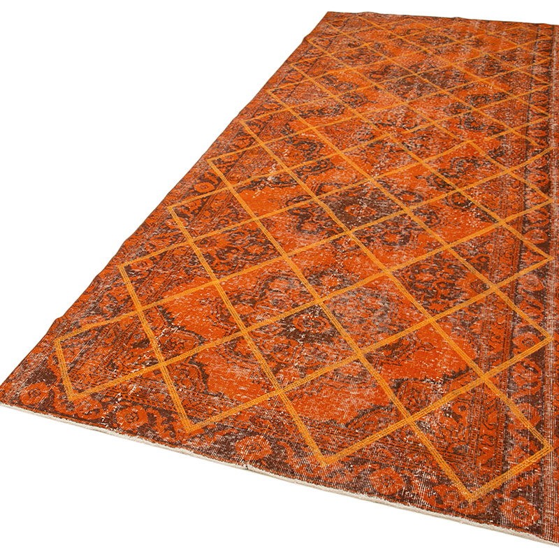 İşlemeli ve Boyalı El Dokuma Vintage Halı - 141 cm x 375 cm - K0038686