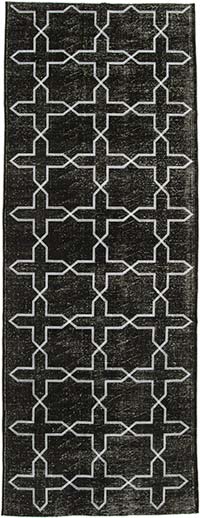 Black Embroidered Over-dyed Turkish Vintage Runner - 4' 8" x 12' 8" (56" x 152")