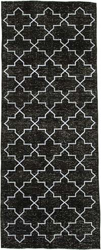 Black Embroidered Over-dyed Turkish Vintage Runner - 4' 10" x 12' 5" (58" x 149")