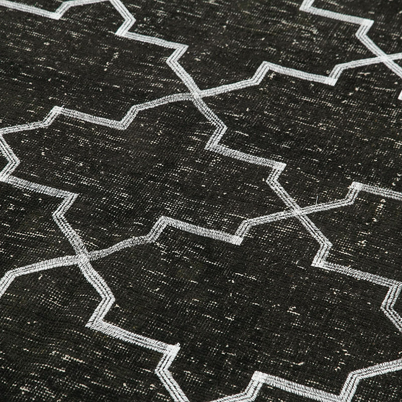 Black Embroidered Over-dyed Turkish Vintage Runner - 4' 10" x 12' 5" (58" x 149") - K0038689