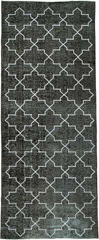 İşlemeli ve Boyalı El Dokuma Vintage Halı - 150 cm x 372 cm