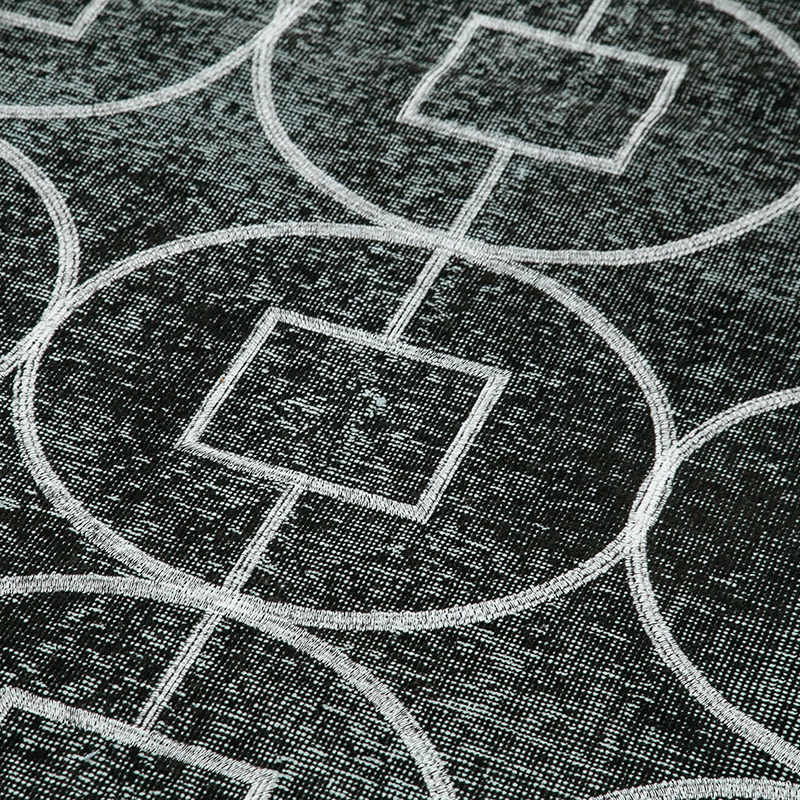 Siyah İşlemeli ve Boyalı El Dokuma Vintage Halı - 144 cm x 369 cm - K0038693
