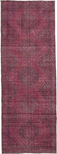 İşlemeli ve Boyalı El Dokuma Vintage Halı - 148 cm x 414 cm