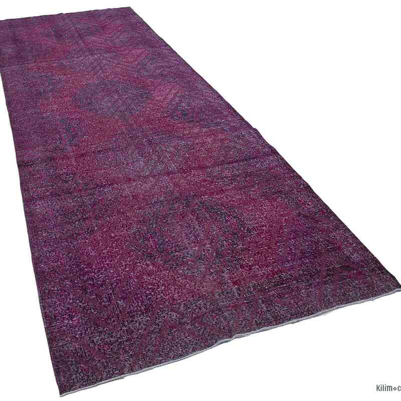 Purple Embroidered Over-dyed Turkish Vintage Runner - 4' 10" x 13' 7" (58 in. x 163 in.) - K0038698
