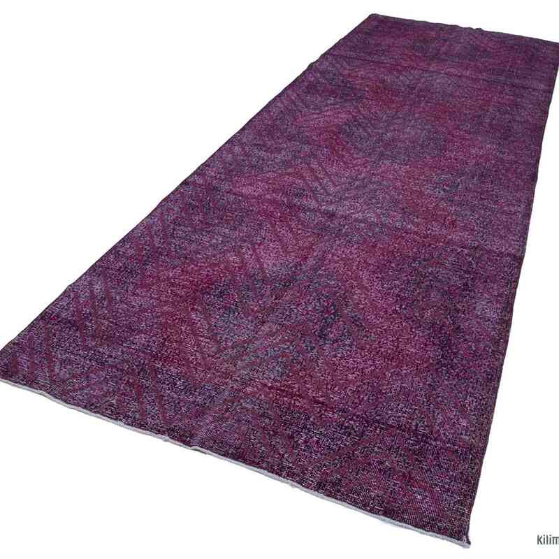 Purple Embroidered Over-dyed Turkish Vintage Runner - 4' 10" x 13' 7" (58 in. x 163 in.) - K0038698