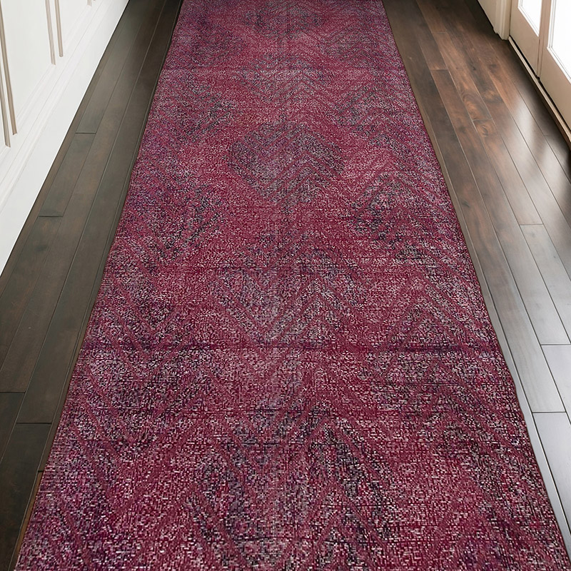 Embroidered Over-dyed Turkish Vintage Runner - 4' 10" x 13' 7" (58" x 163") - K0038698