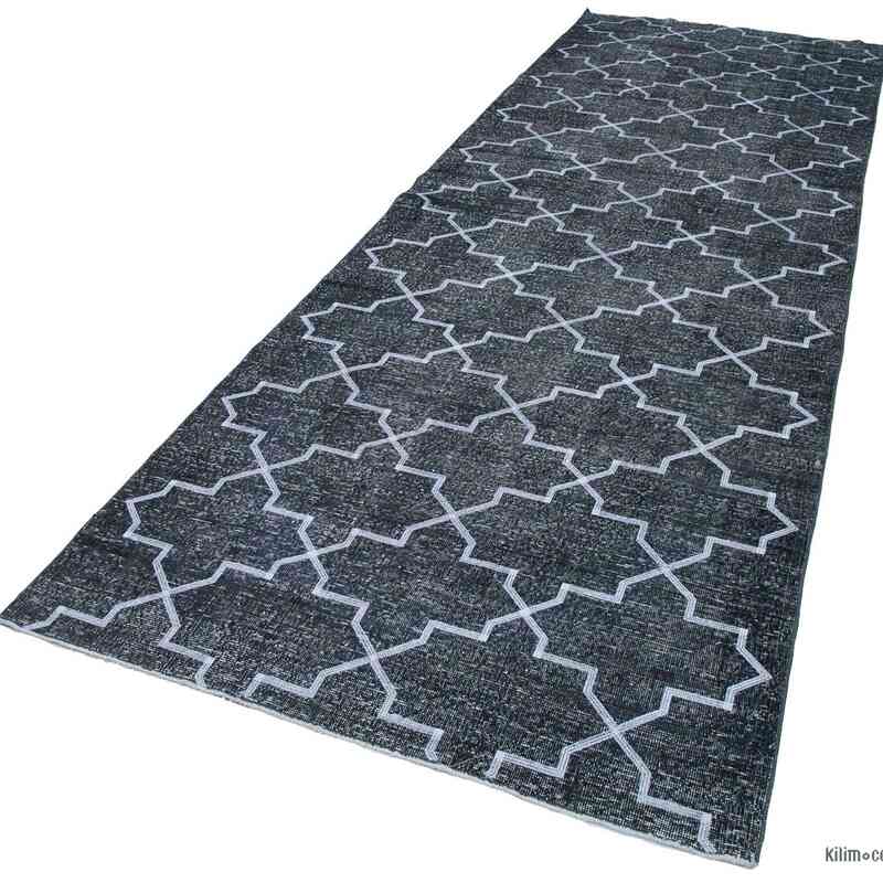 Grey Embroidered Over-dyed Turkish Vintage Runner - 4' 9" x 13' 8" (57 in. x 164 in.) - K0038699