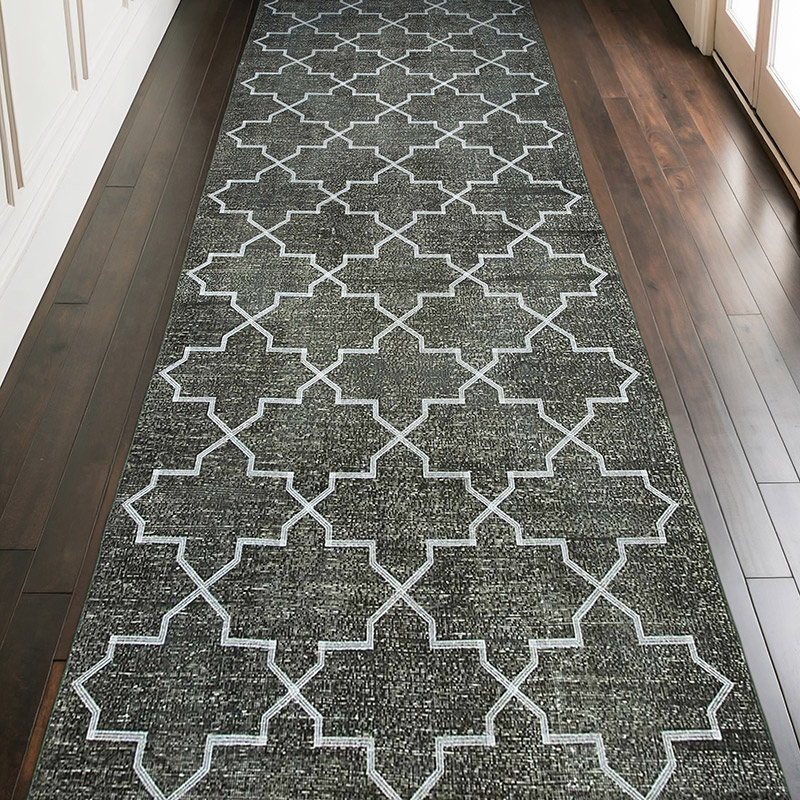 Gray Embroidered Over-dyed Turkish Vintage Runner - 4' 9" x 13' 8" (57" x 164") - K0038699