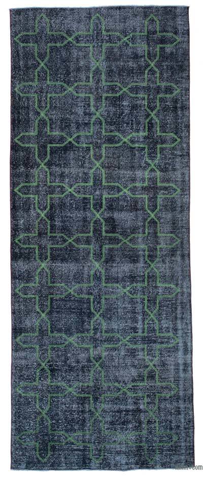 Grey Embroidered Over-dyed Turkish Vintage Runner - 4' 8" x 12' 2" (56 in. x 146 in.)