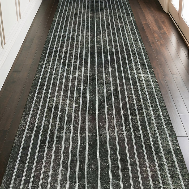 İşlemeli ve Boyalı El Dokuma Vintage Halı - 141 cm x 384 cm - K0038701