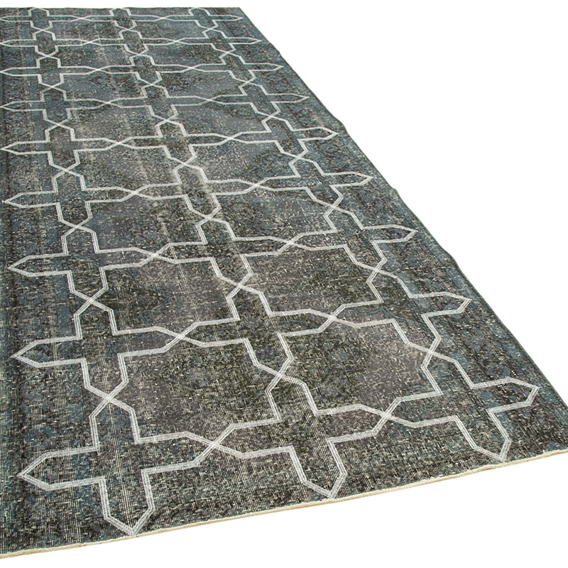 Embroidered Over-dyed Turkish Vintage Runner - 4' 9" x 11' 10" (57" x 142") - K0038702