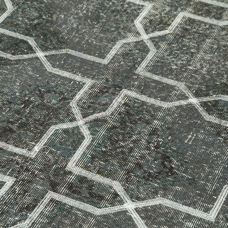 Embroidered Over-dyed Turkish Vintage Runner - 4' 9" x 11' 10" (57" x 142") - K0038702