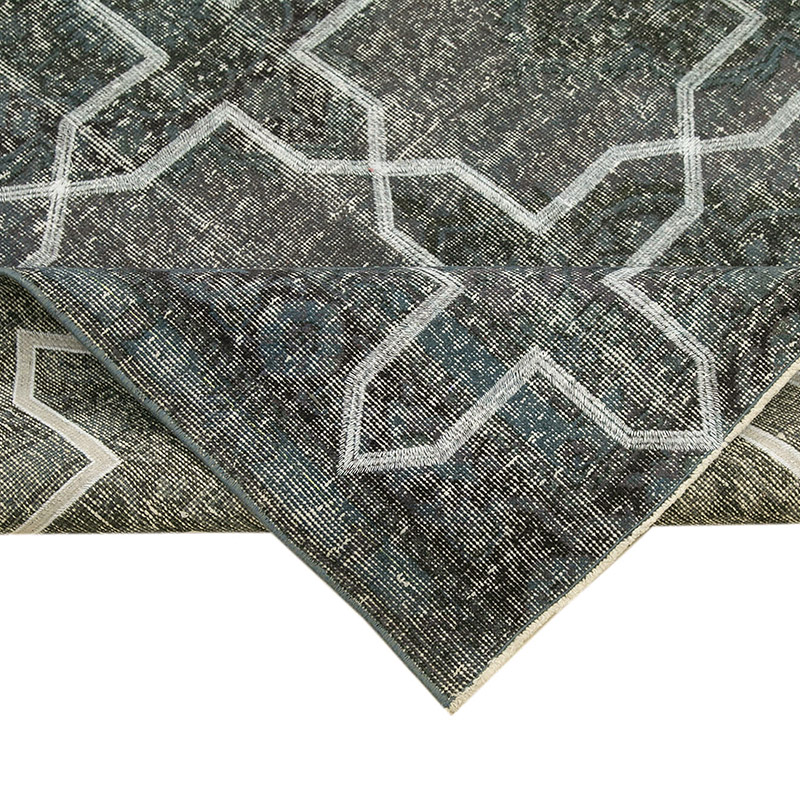 Embroidered Over-dyed Turkish Vintage Runner - 4' 9" x 11' 10" (57" x 142") - K0038702